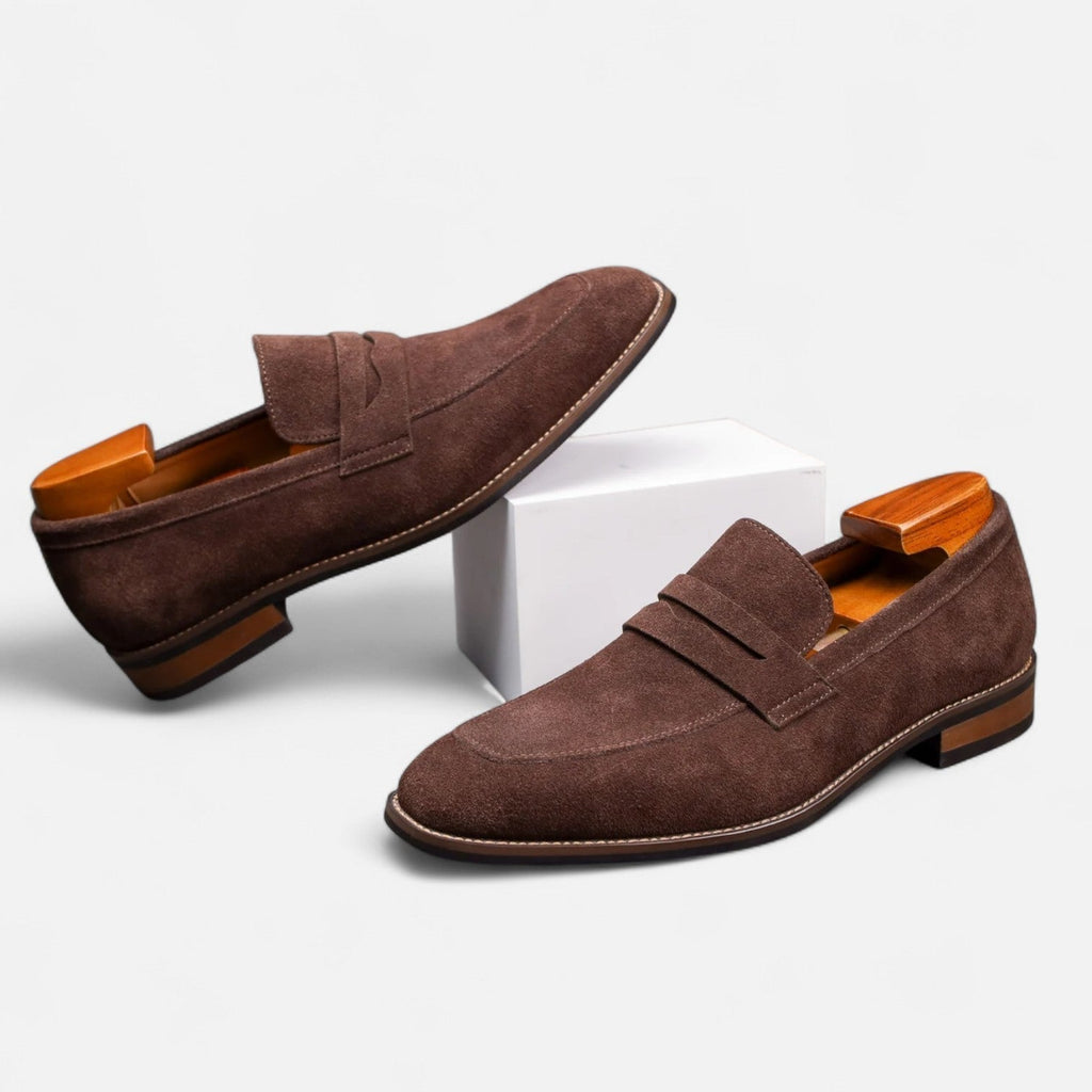 Men's Suede Penny Loafers Classic Smart Slip On Shoes