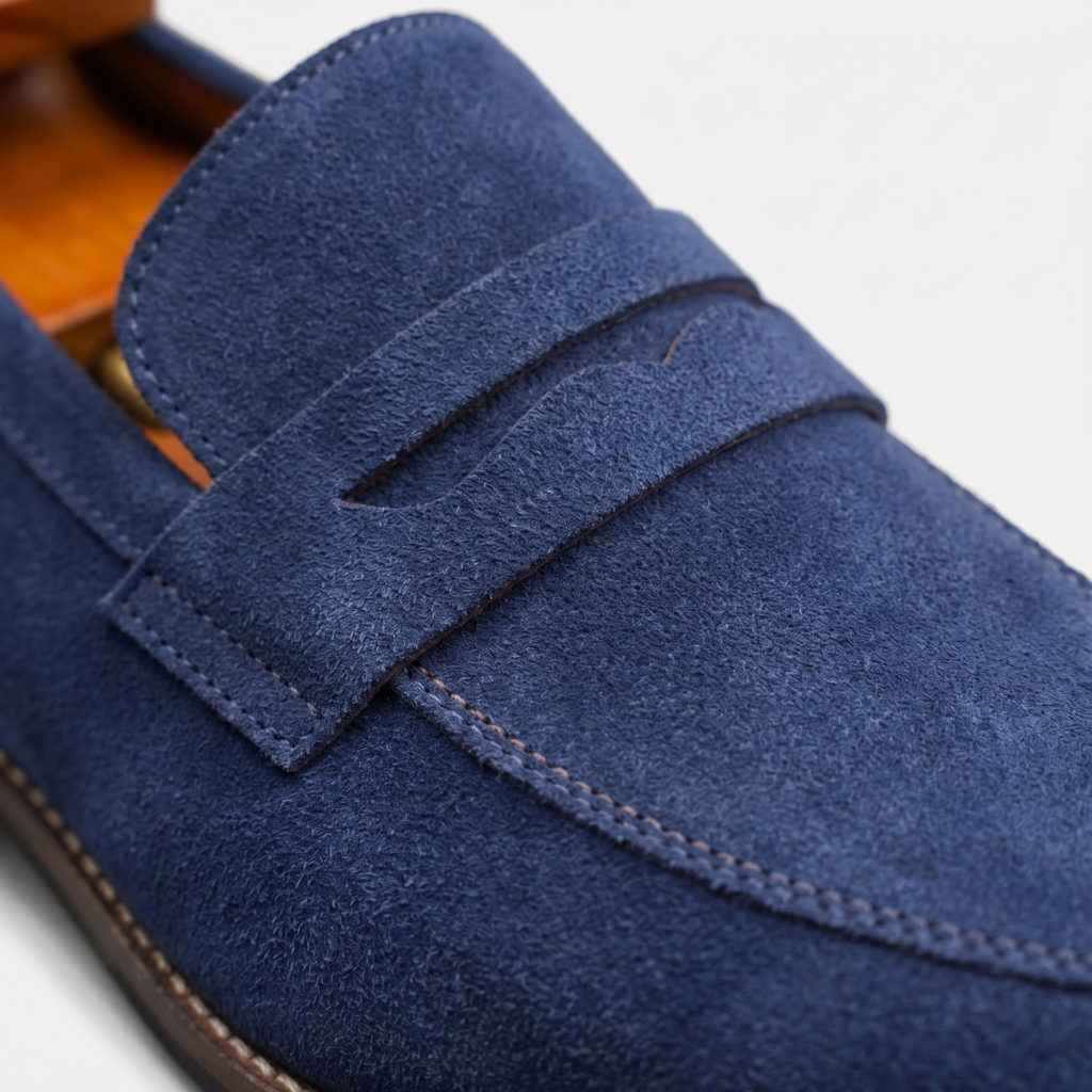 Men's Suede Penny Loafers Classic Smart Slip On Shoes