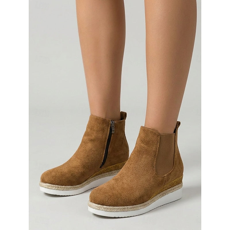 Women's Stretch-Panel Wedge Chelsea Boots