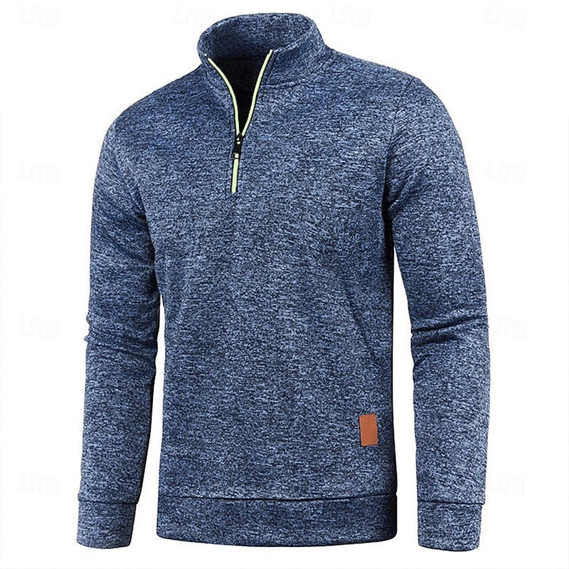 Men's Long Sleeve Zip Collar Polo Top