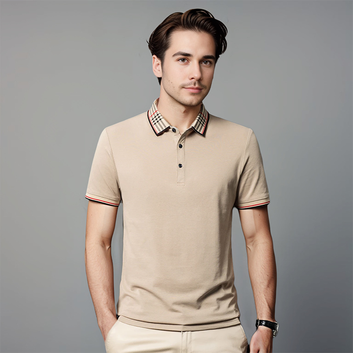 Men's Contrast Collar Polo Shirt Refined Smart Casual Style