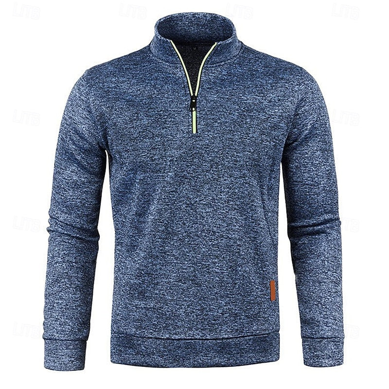 Men's Long Sleeve Zip Collar Polo Top
