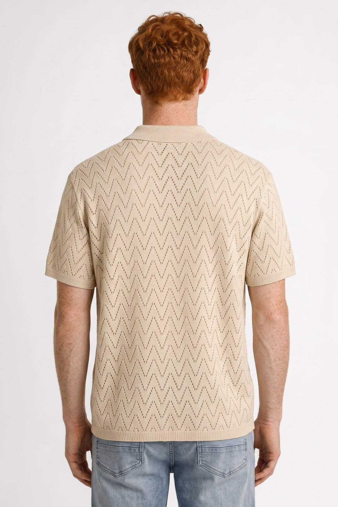 Men's Printed Polo Button Front Knit Shirt