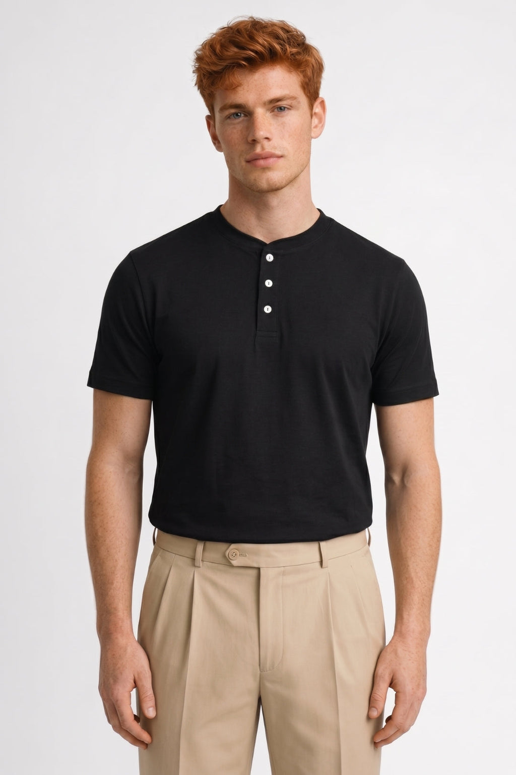 Men's Henley T Shirt Button Placket Everyday Top