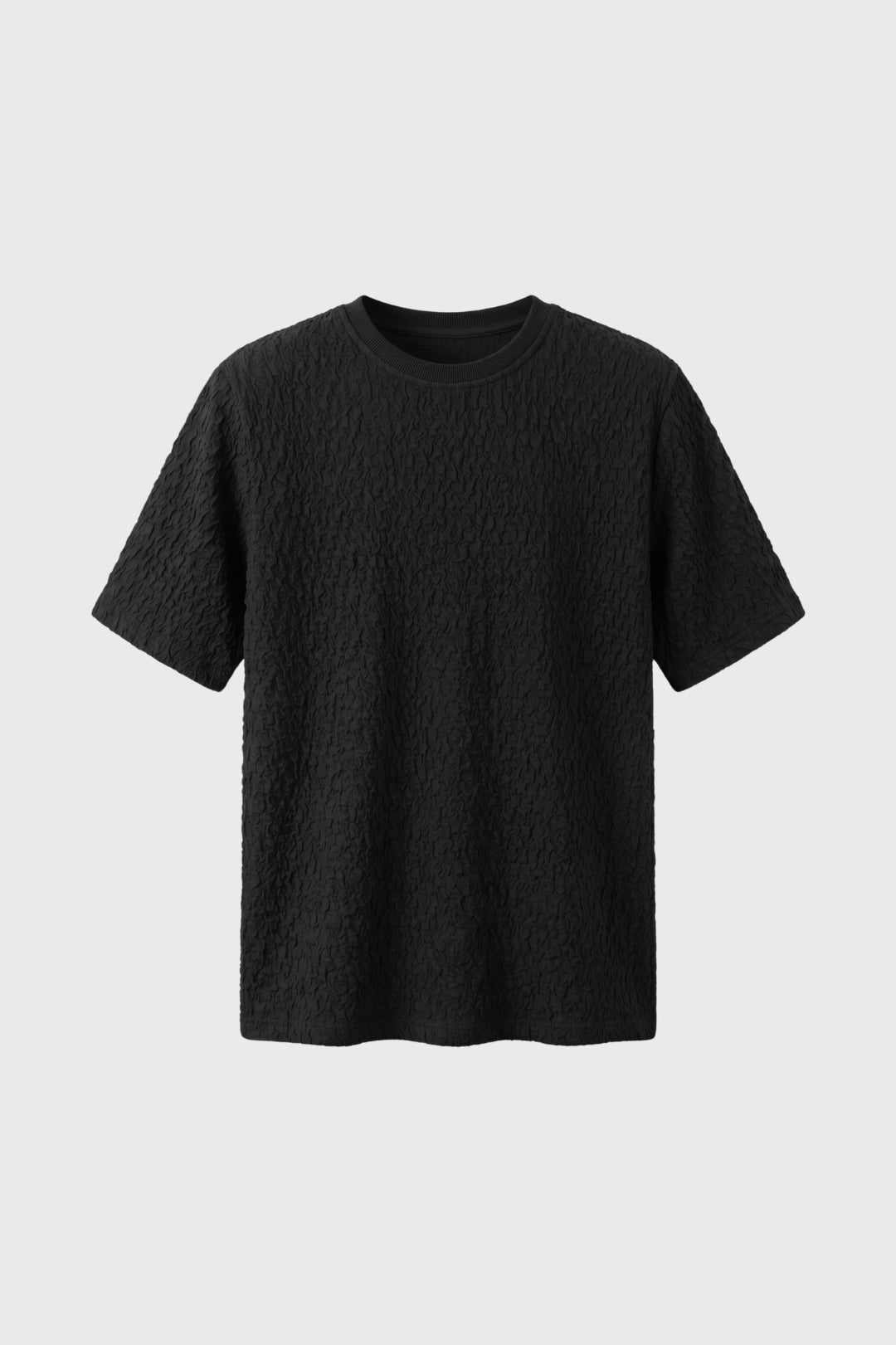 Men's Crinkle Texture T Shirt Relaxed Crew Neck Top