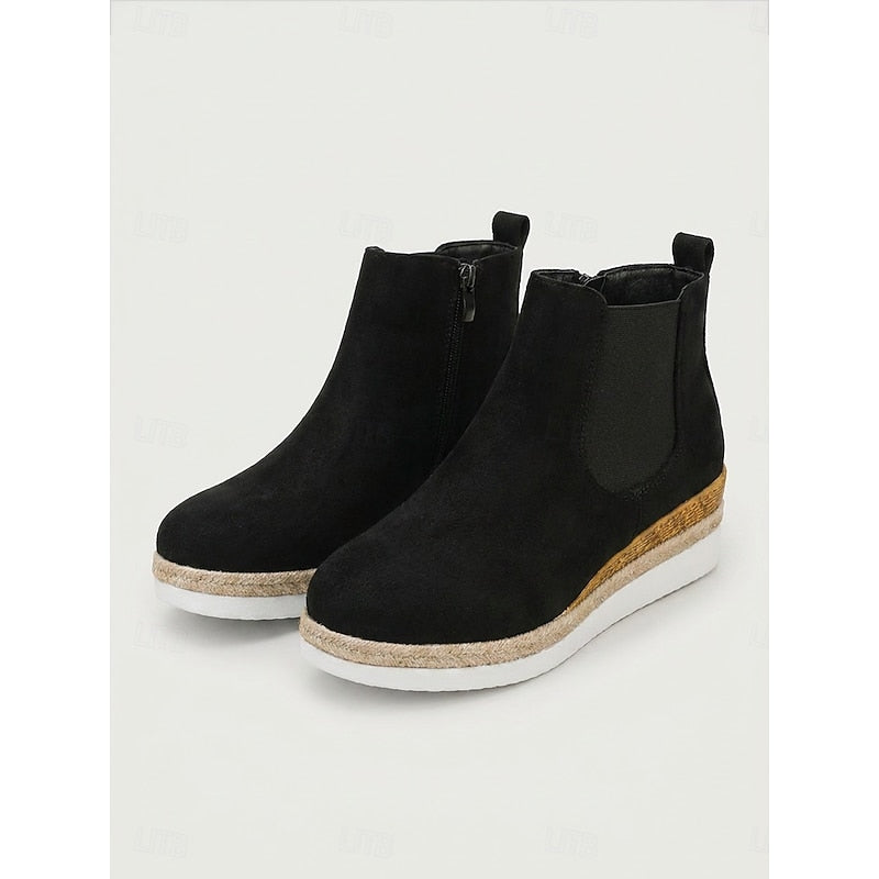 Women's Stretch-Panel Wedge Chelsea Boots