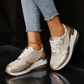 Women's High-Shine Chunky Lace-Up Shoes - Gold