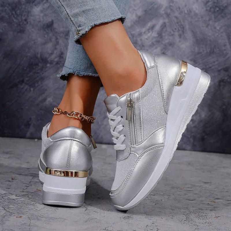 Women's High-Shine Chunky Lace-Up Shoes