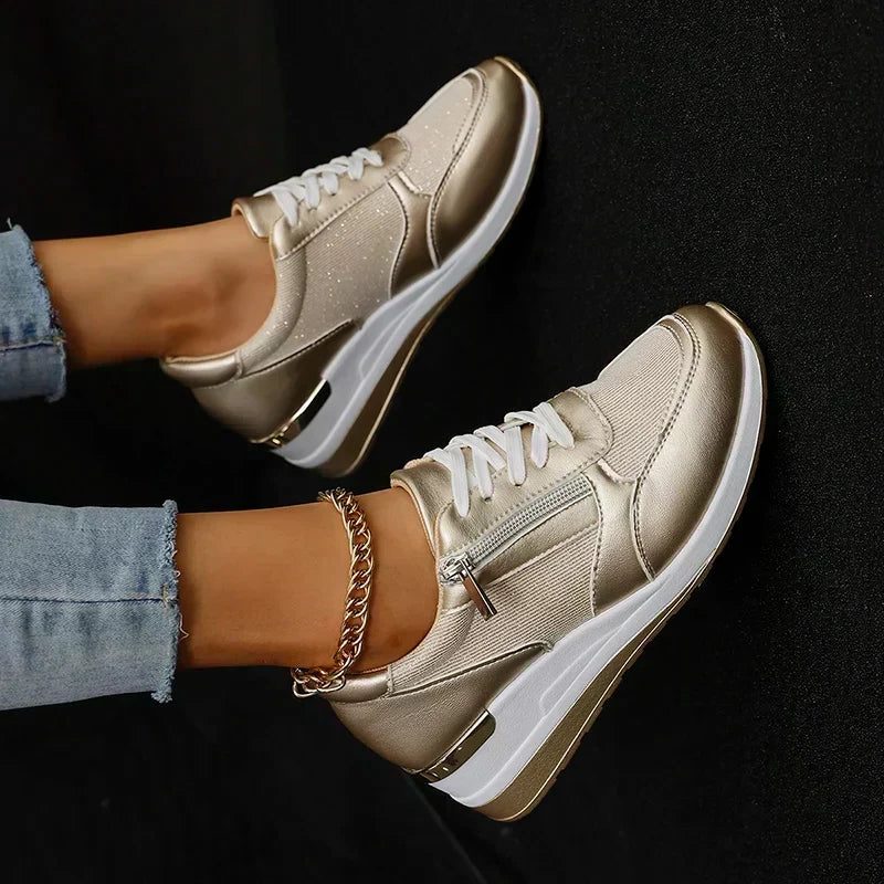 Women's High-Shine Chunky Lace-Up Shoes