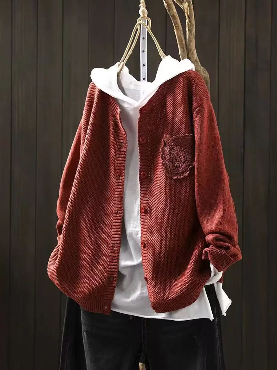 Women's Oversized Knit Cardigan Sweater in Purple