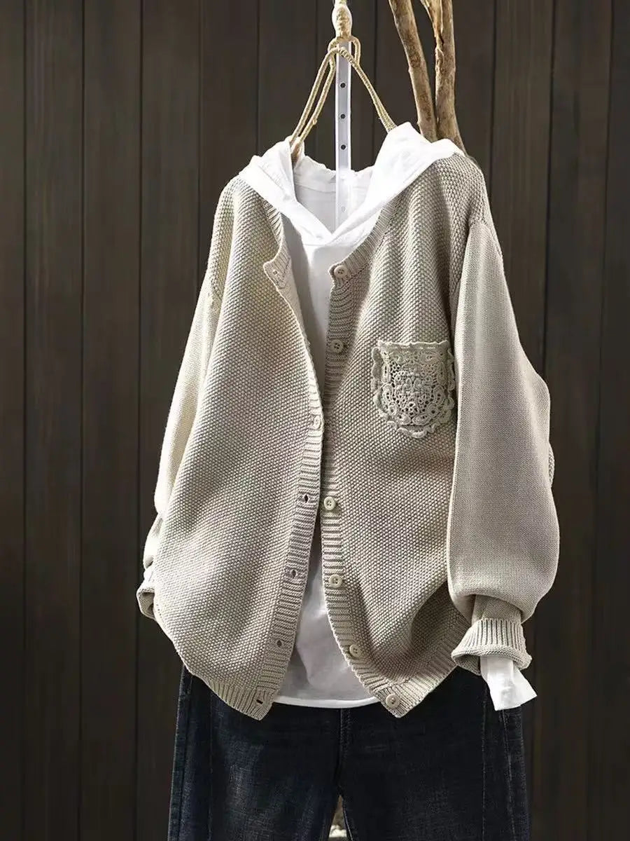 Women's Oversized Knit Cardigan Sweater in Purple