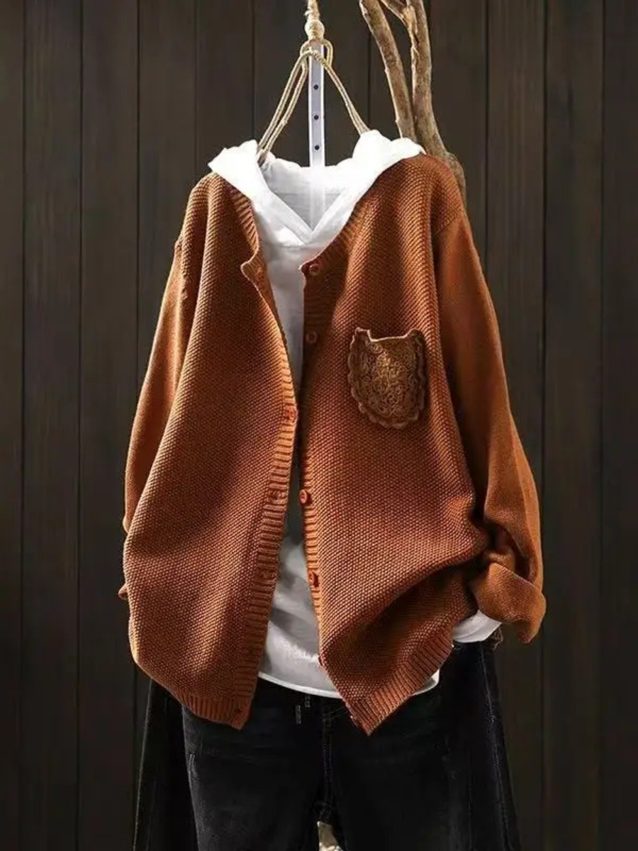 Women's Oversized Knit Cardigan Sweater in Purple