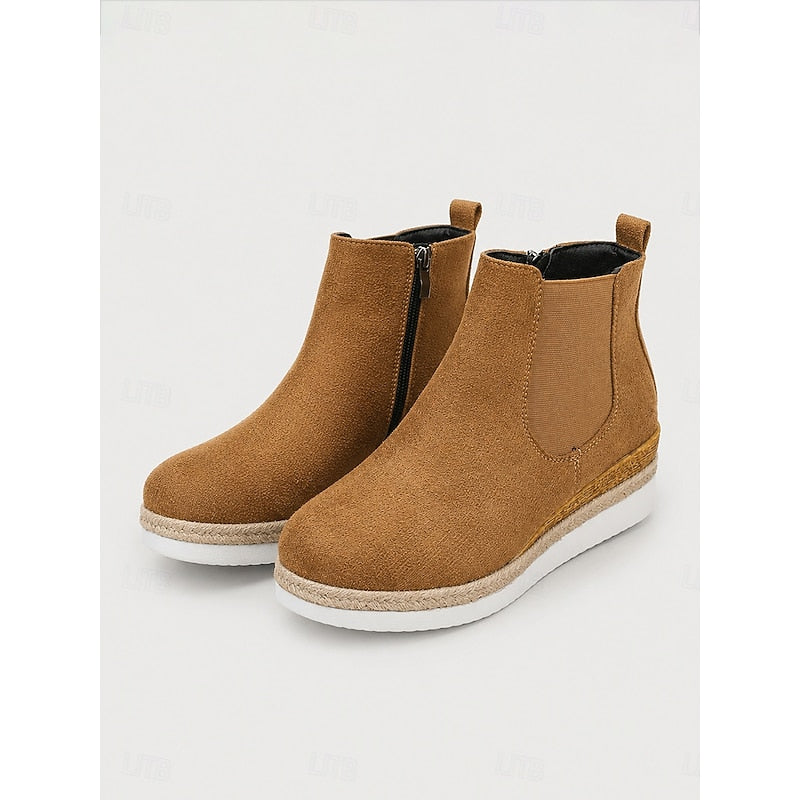 Women's Stretch-Panel Wedge Chelsea Boots