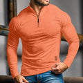 Men's Long Sleeve Zip Collar Polo Top - Orange