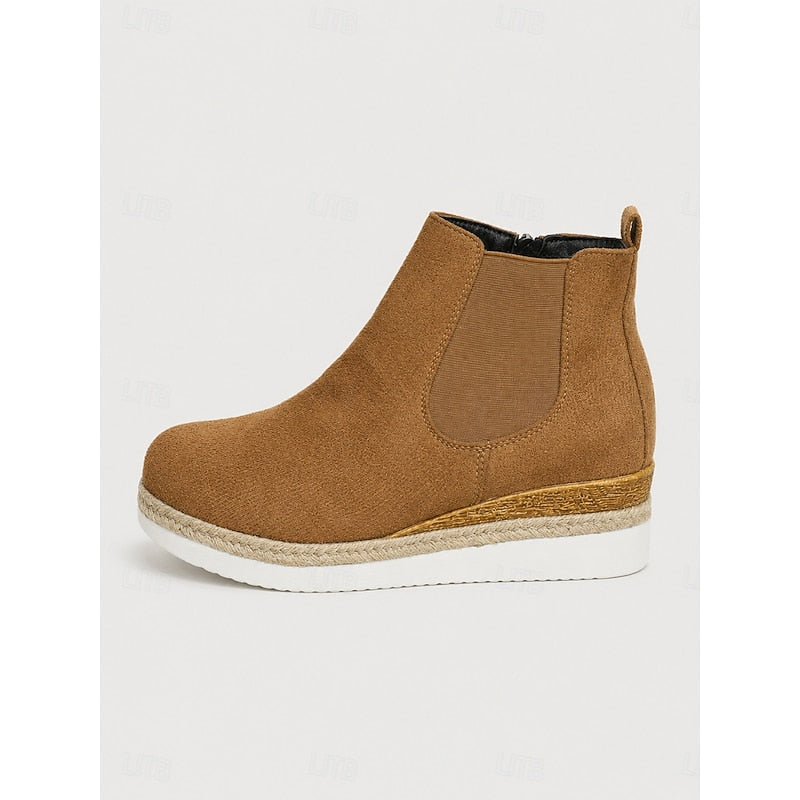 Women's Stretch-Panel Wedge Chelsea Boots