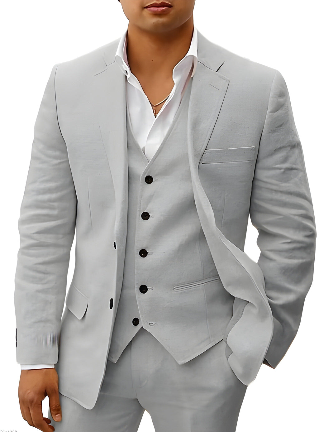 Men's Three Piece Notch Lapel Tailored Wedding Suit