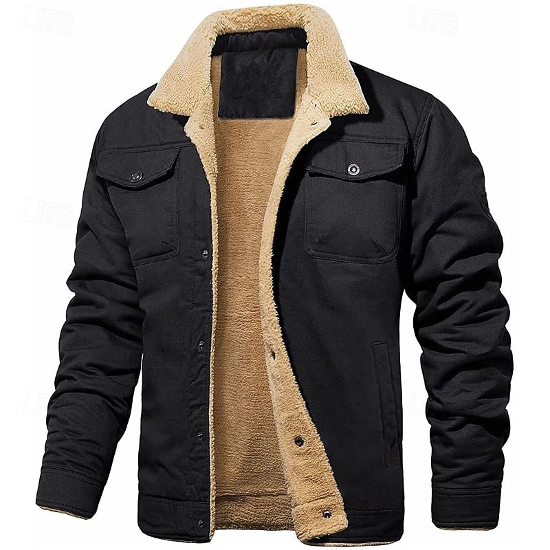 Women's Fold-Down Collar Sherpa Jacket With Side Pockets