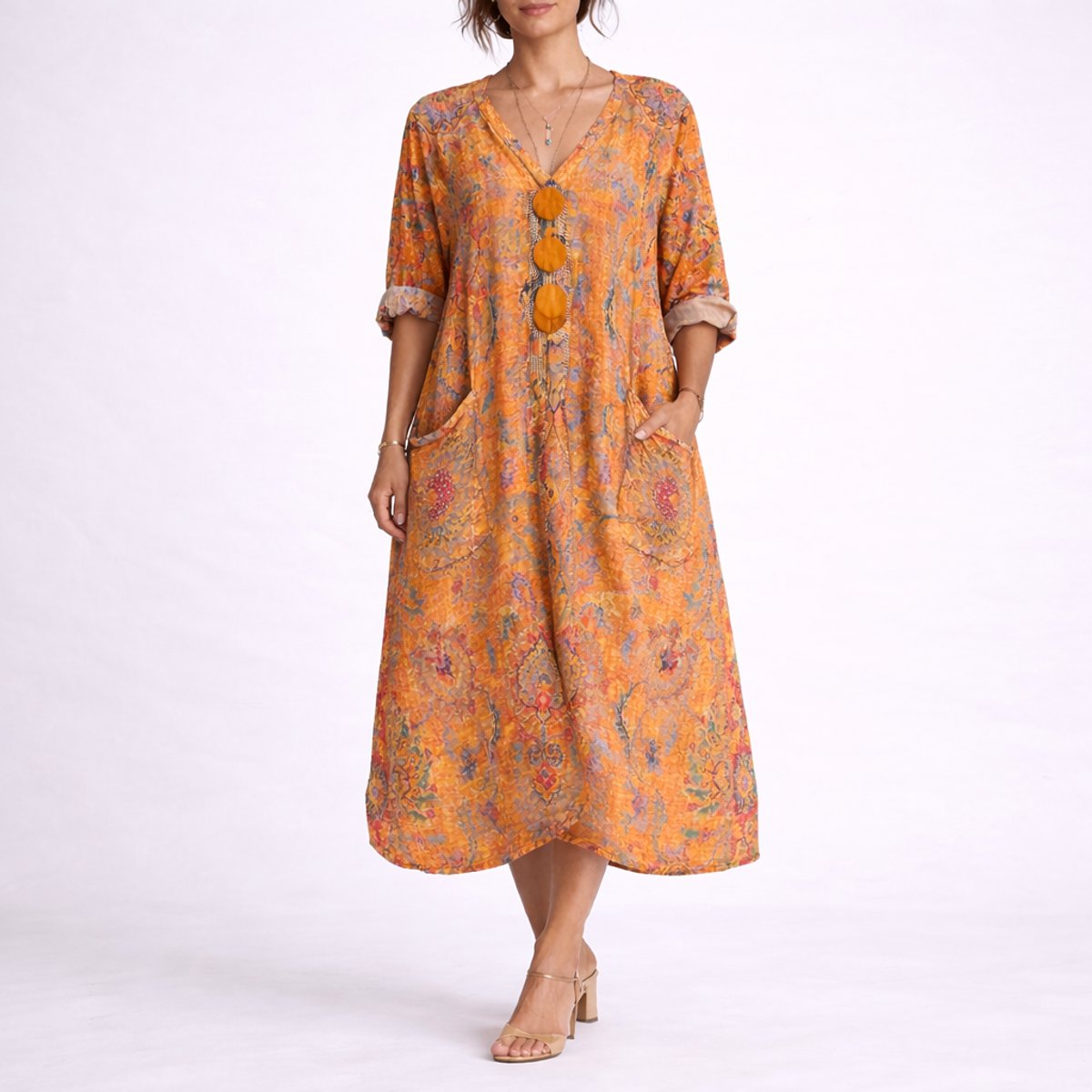 Women's Bohemian Paisley Maxi Fall Wedding Guest Dress
