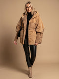 Women's Coat Oversized Faux Fur Quilted Hooded Puffer Jacket