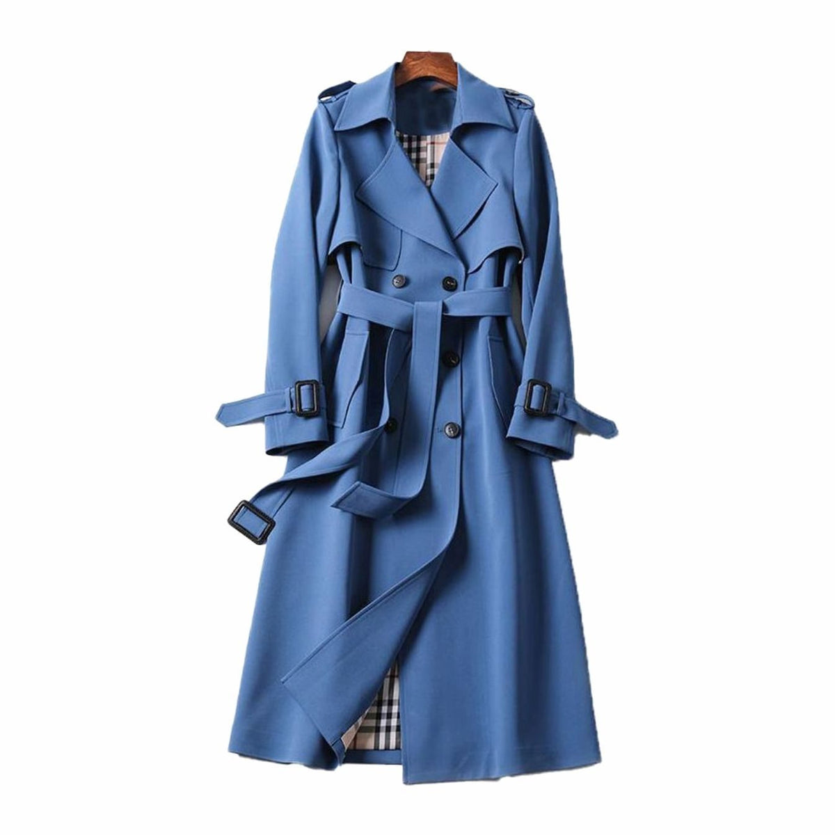 Women's Double-Breasted Belted Longline Trench Coat