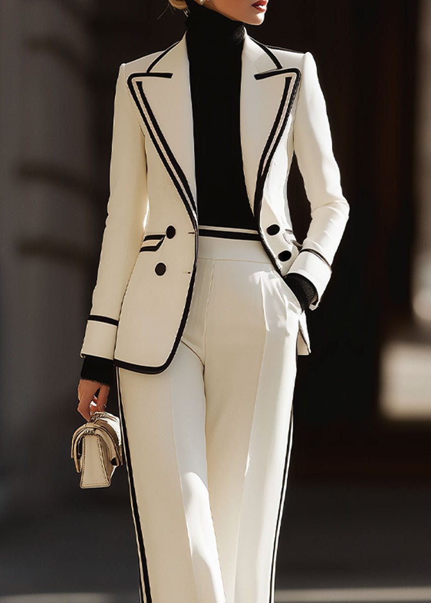 Women's Wide-Leg Trouser Double-Breasted Blazer Suit Set