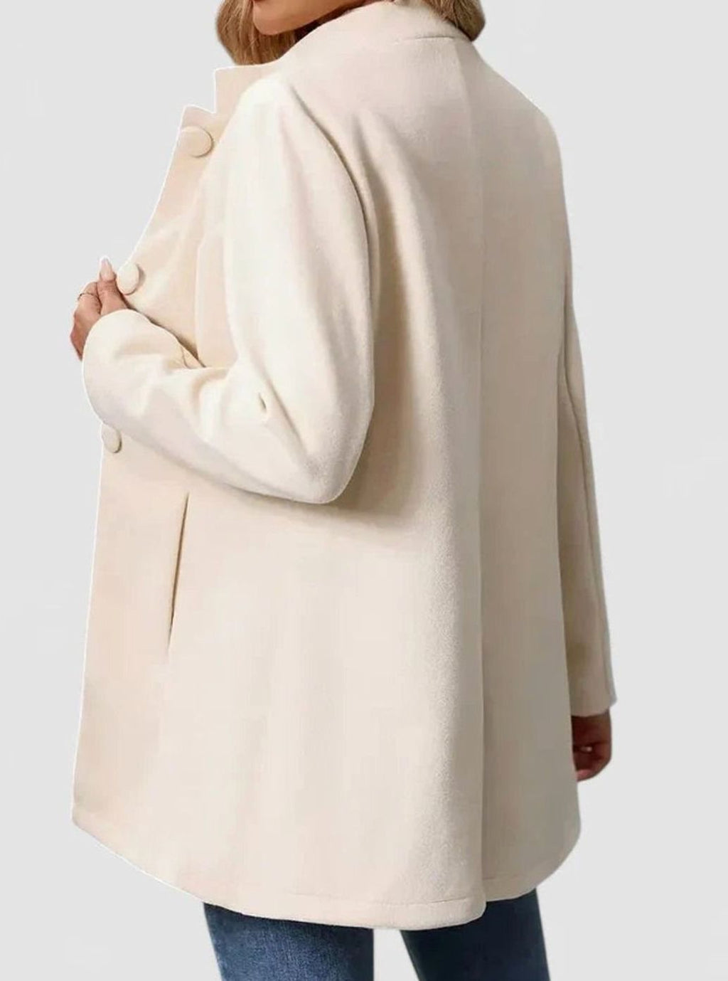 Women's Contoured Mid-Thigh Office Jacket With Front Buttons