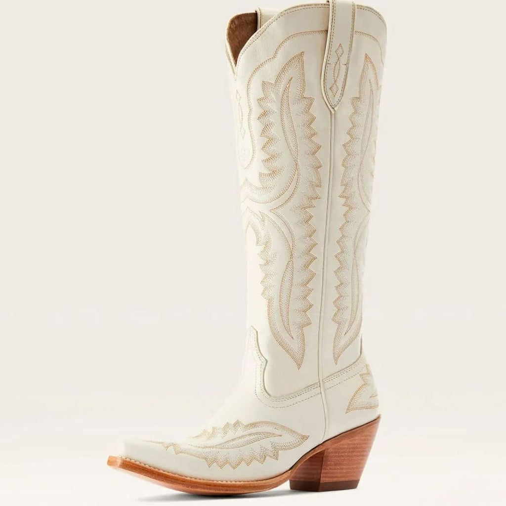 Women's Stitched Western Knee-High Boots with Stacked Heel