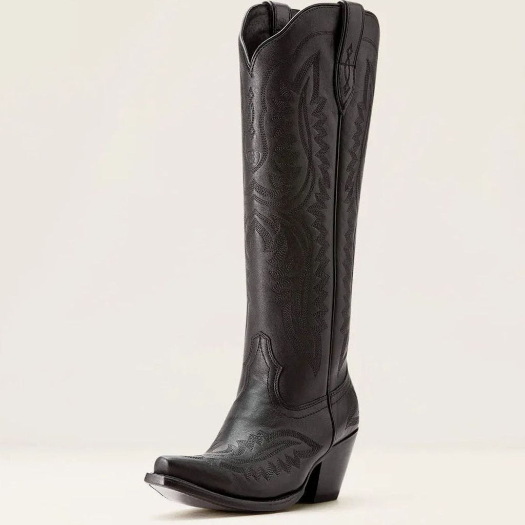 Women's Stitched Western Knee-High Boots with Stacked Heel