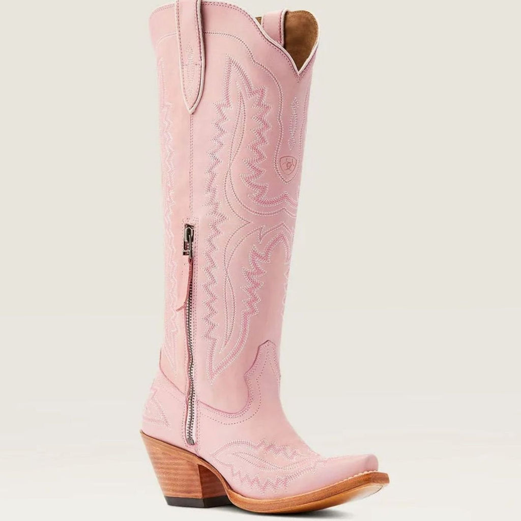 Women's Stitched Western Knee-High Boots with Stacked Heel