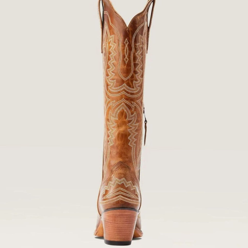 Women's Stitched Western Knee-High Boots with Stacked Heel