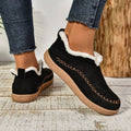 Women's Plush Fleece Lined Moccasin Slip-Ons with Grip Sole - Black