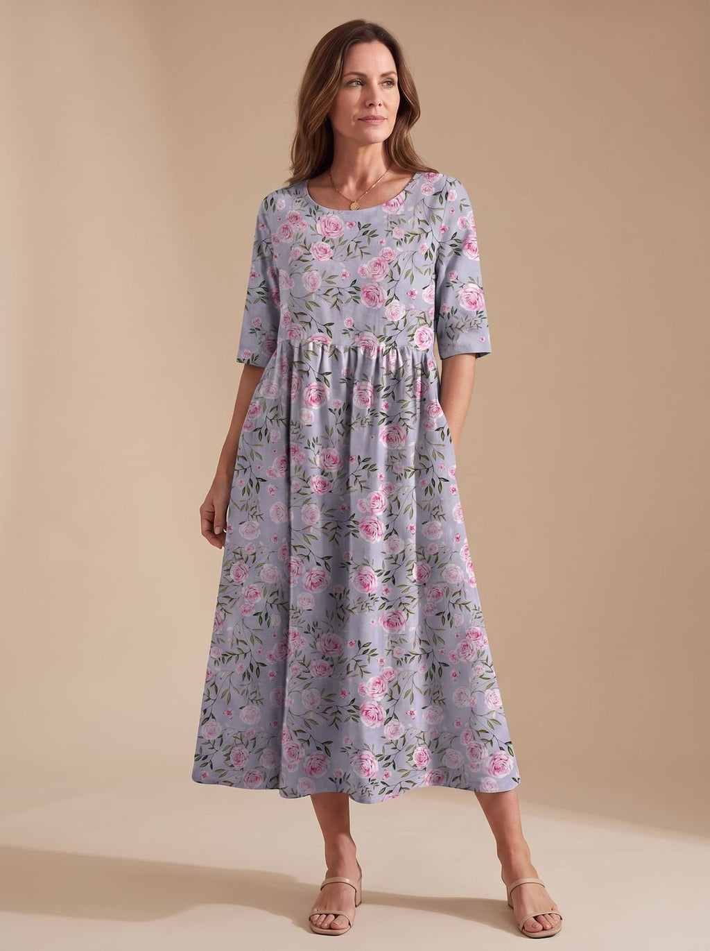 Women's Floral Embroidered Relaxed-Fit Occasion Dress
