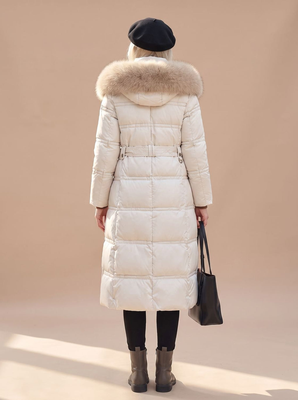 Women's Fur-Hood Quilted Long Puffer Coat