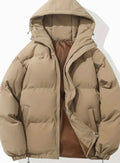 Women's Cosy Padded Hooded Jacket with Toggle Hem - Khaki