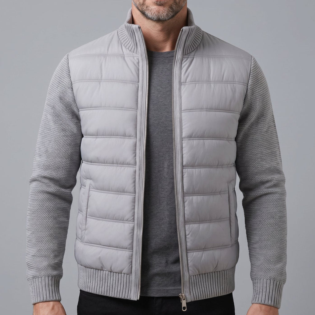 Women's Padded Body Zip-Through Jacket with Ribbed Sleeves