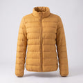 Women's Featherlight Duck Down Puffer with Band Collar - Yellow