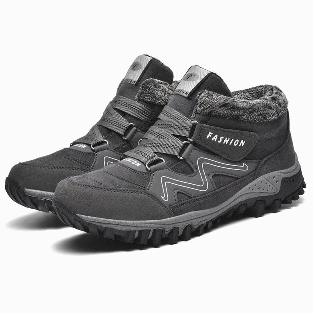 Women's Arch Support Winter Trainer Boots with Faux Fur - Grey