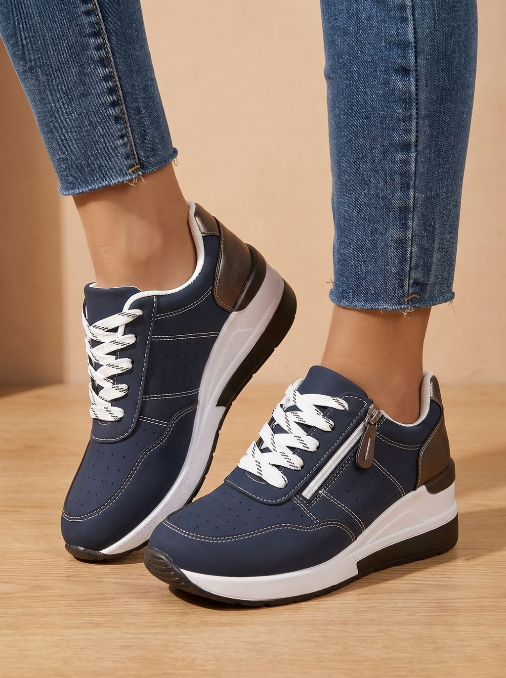 Women's Zip-Side Orthopedic Wedge Walking Trainers