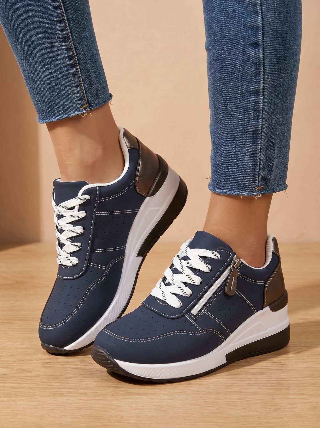 Women's Zip-Side Orthopedic Wedge Walking Trainers