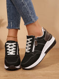 Women's Zip-Side Orthopedic Wedge Walking Trainers - Black