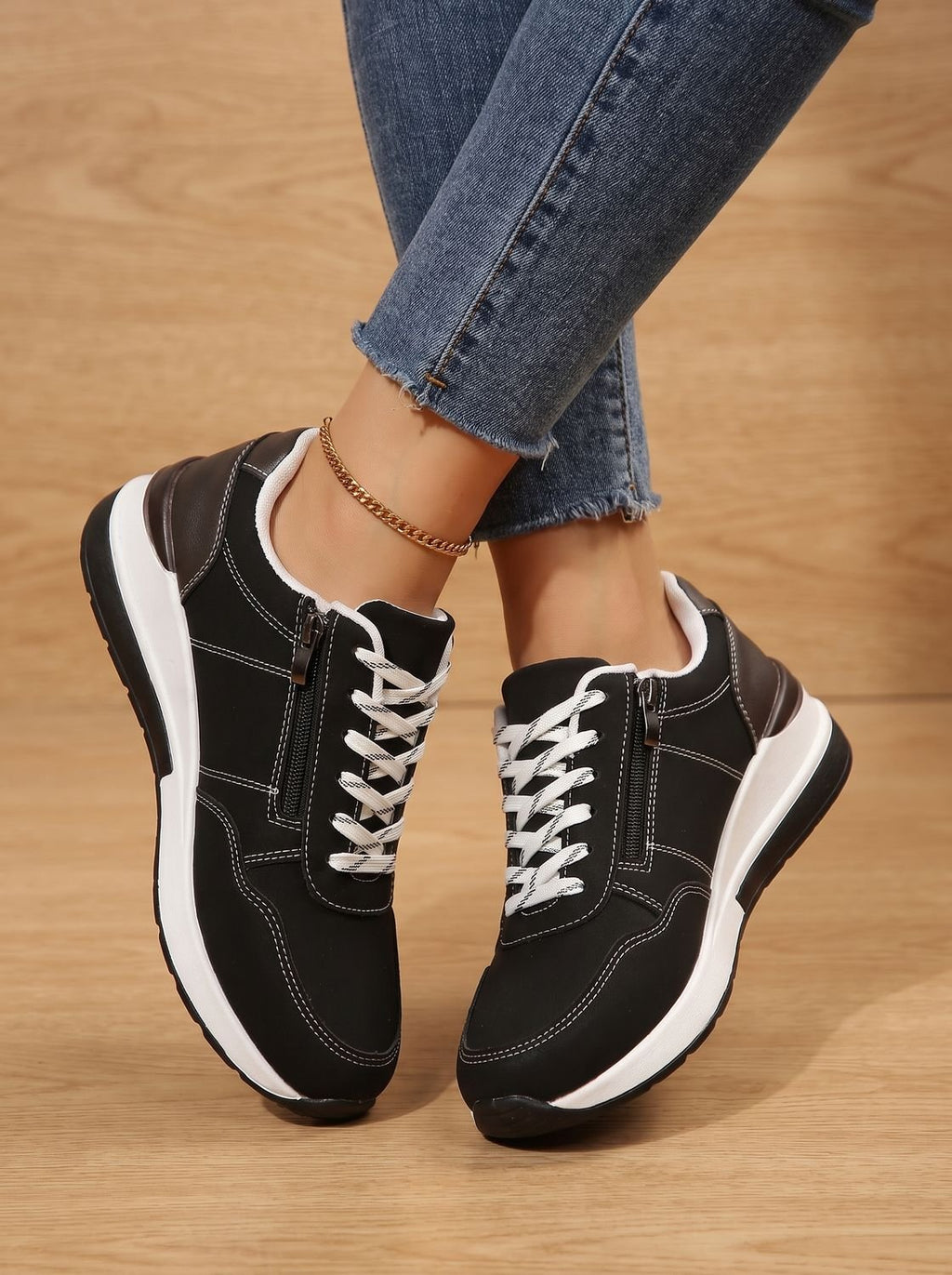Women's Zip-Side Orthopedic Wedge Walking Trainers