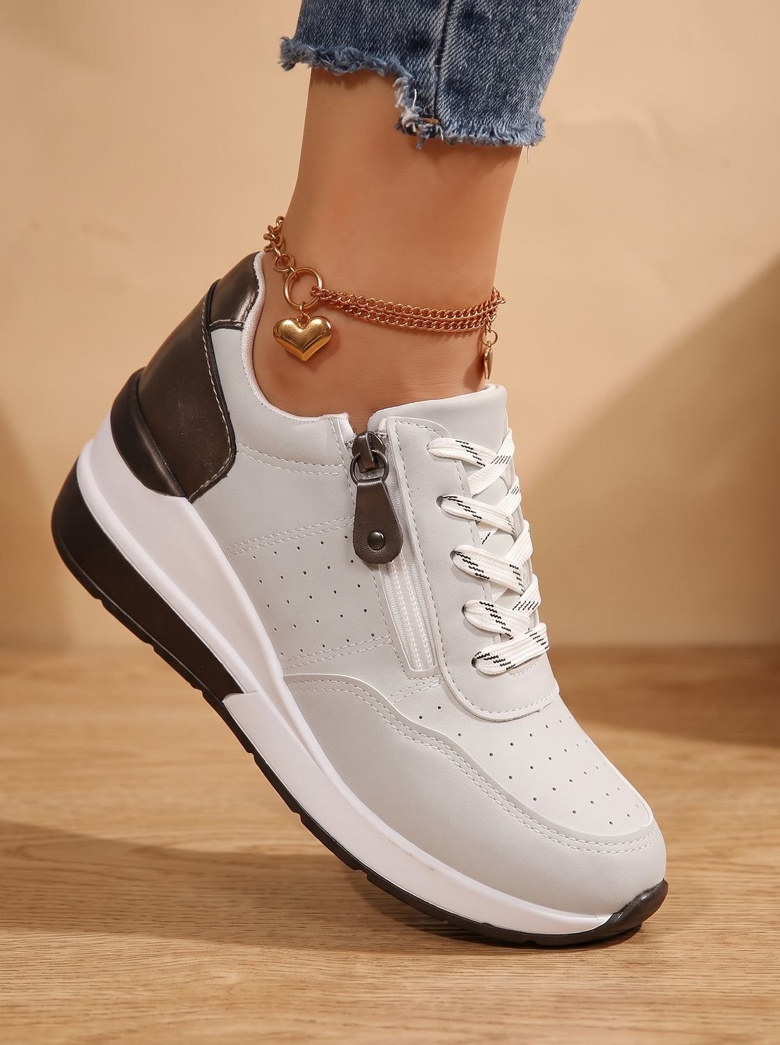 Women's Zip-Side Orthopedic Wedge Walking Trainers