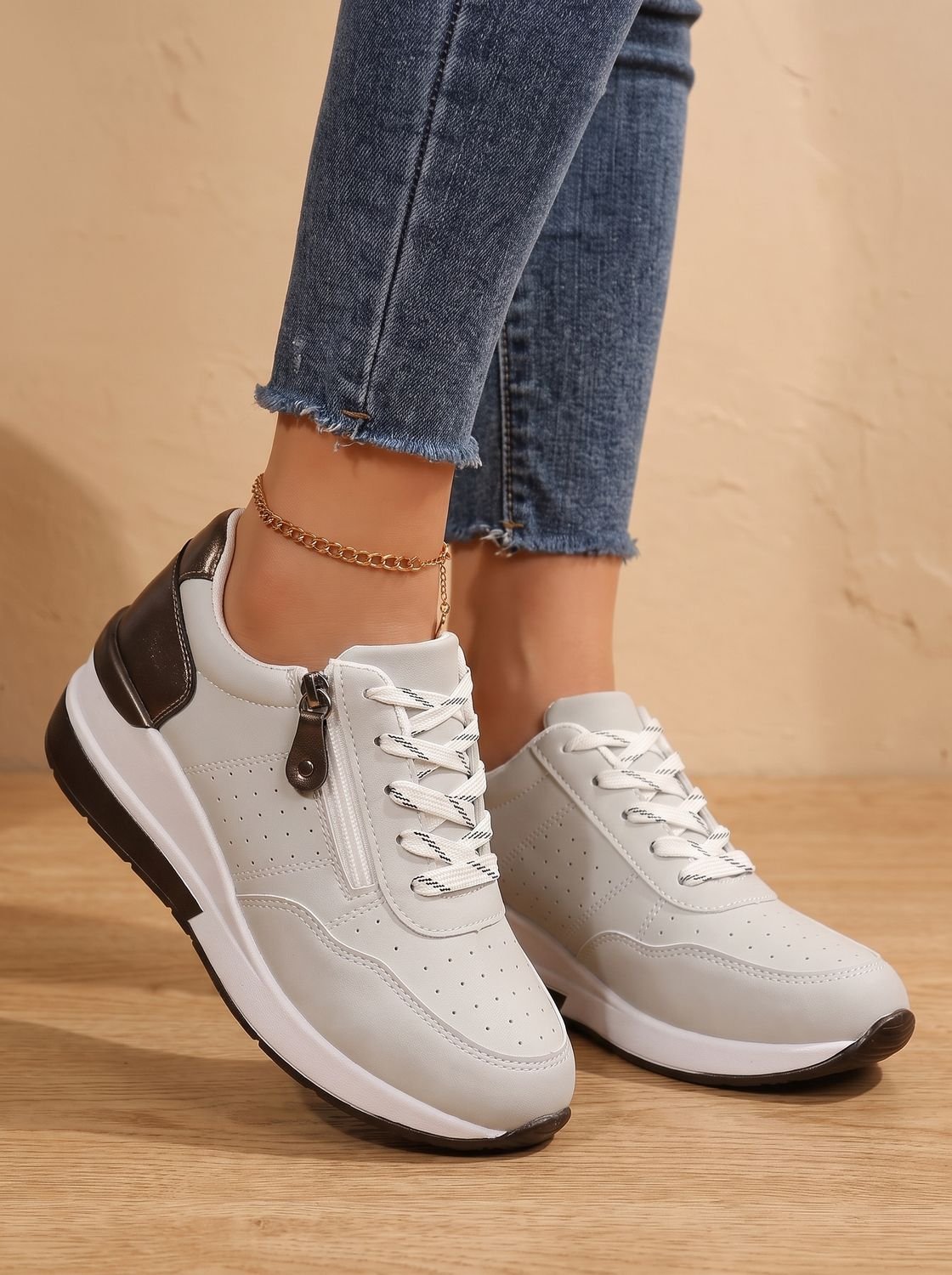 Women's Zip-Side Orthopedic Wedge Walking Trainers