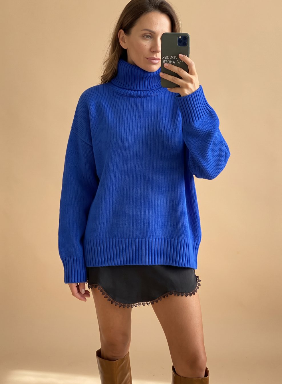 Women's Oversized Knit Turtleneck Pullover Sweater