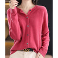 Women's Oversized Merino Wool Button-Front Knit Cardigan