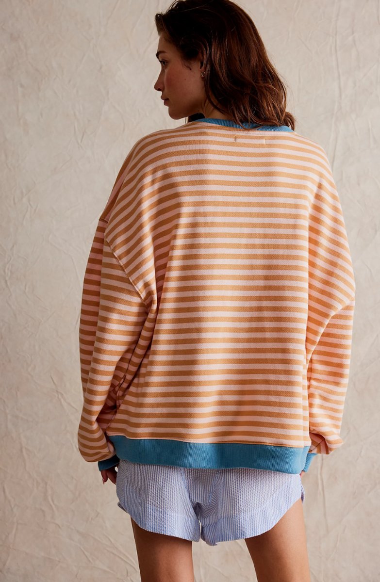 Women's Oversized Striped Long-Sleeve Pullover Sweater