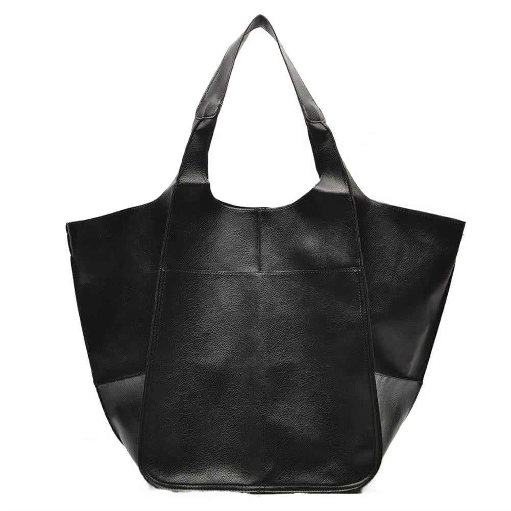 Women's Oversized Vegan Leather Magnetic Closure Tote Bag
