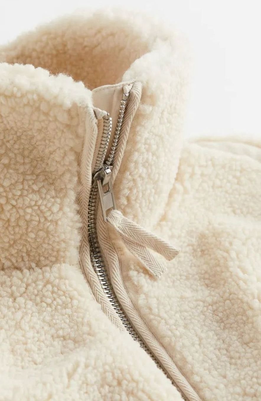 Women's Plush Funnel Neck Teddy Jacket With Full Zip