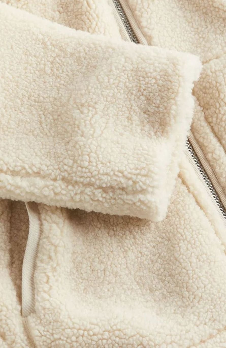Women's Plush Funnel Neck Teddy Jacket With Full Zip