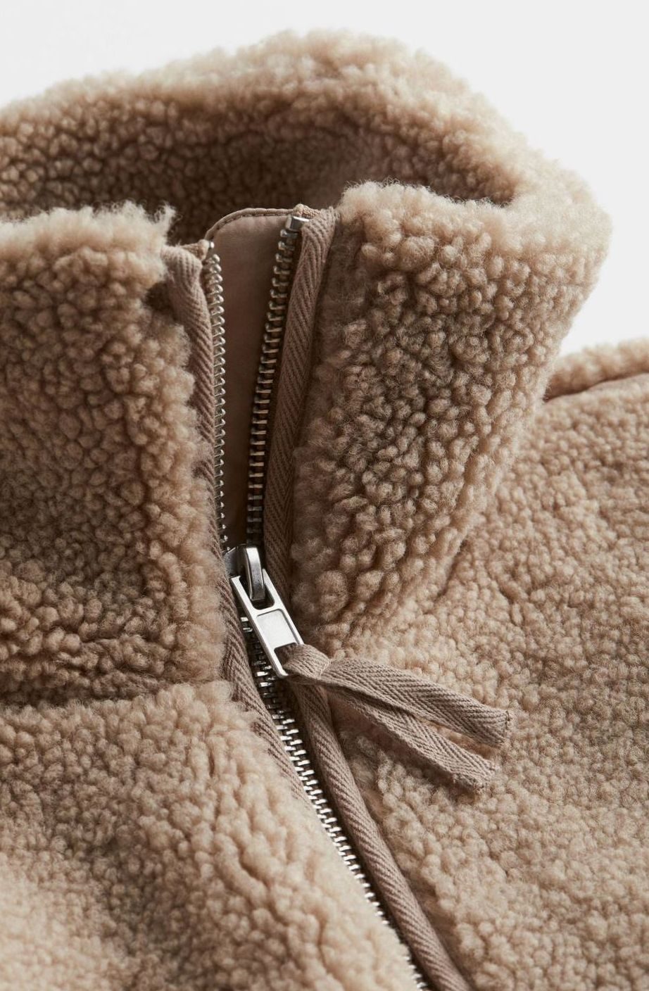 Women's Plush Funnel Neck Teddy Jacket With Full Zip